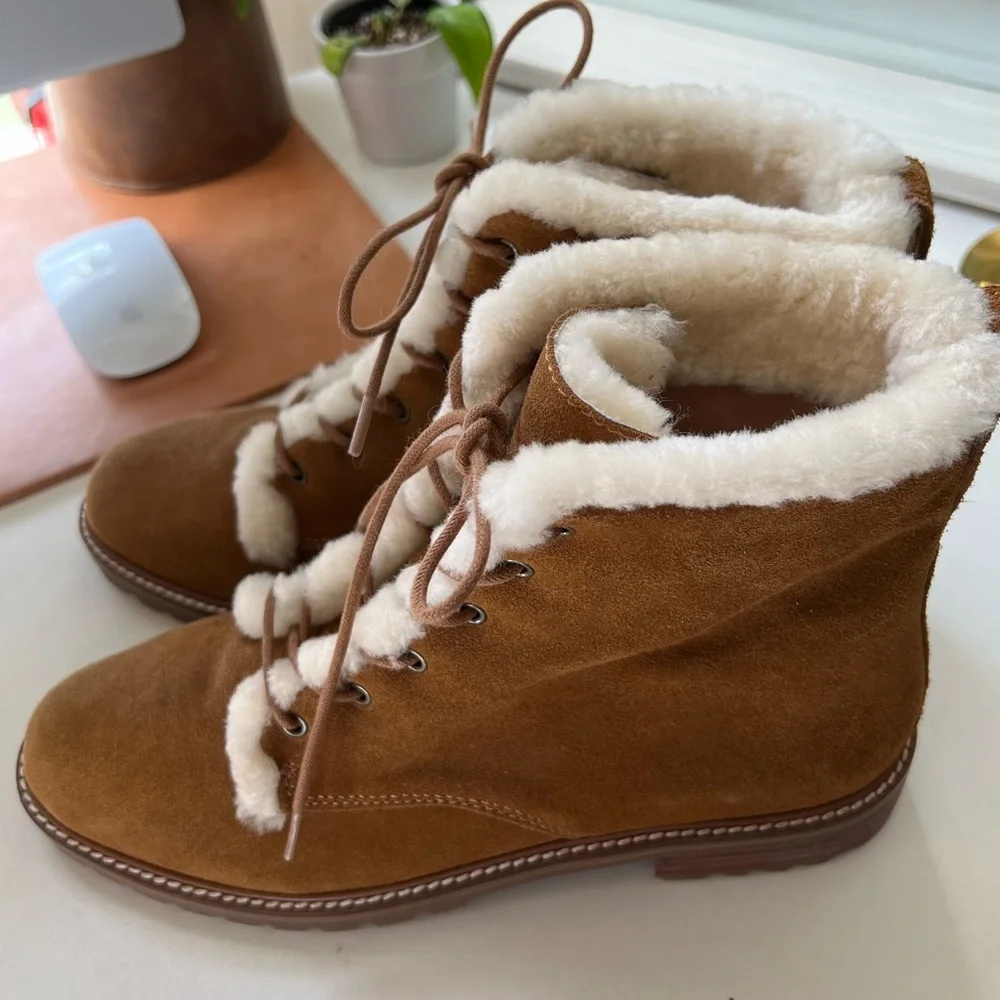 Clair Lace-Up Boot in Shearling-Lined Suede - Picture 2 of 6